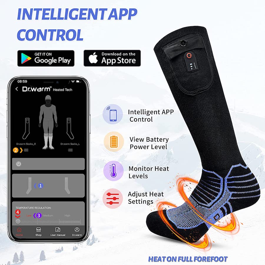 Електричне чарапе са грејањем - контрола преко апликације за мобилни телефон