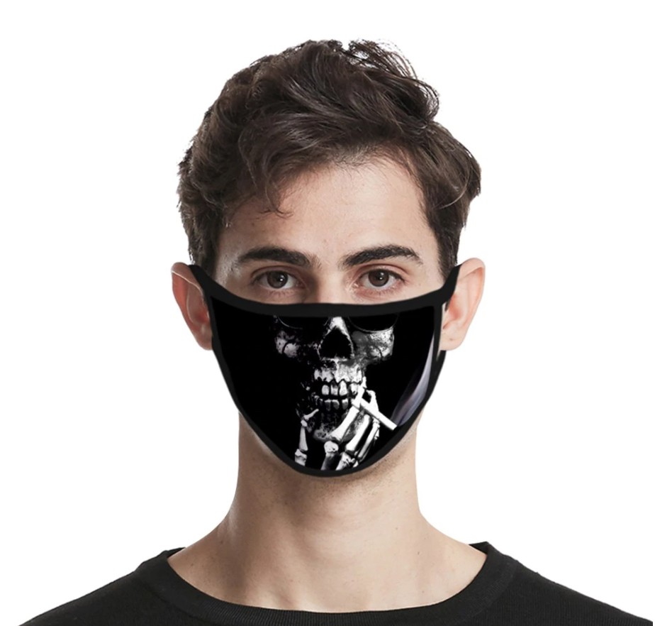 црна заштитна маска у облику полиестера лобање