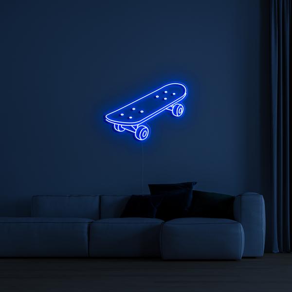 3Д светлећи ЛЕД неонски знак на зиду - скејтборд