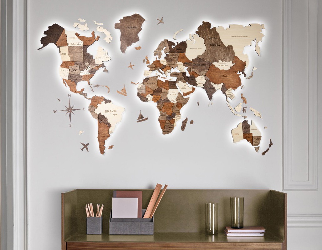 ручно осликана 3Д мапа света