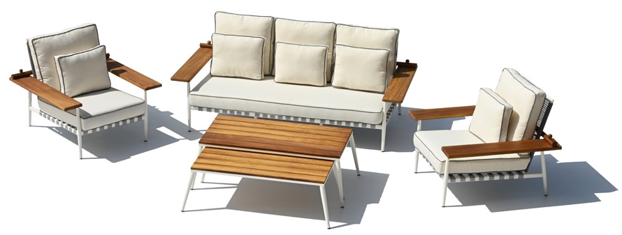 Спољна баштенска гарнитура ексклузивног дизајна са дрвеним алуминијумом са великим столом