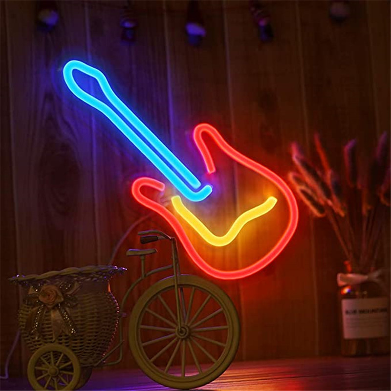 neonski baner gitara užareno osvetljenje