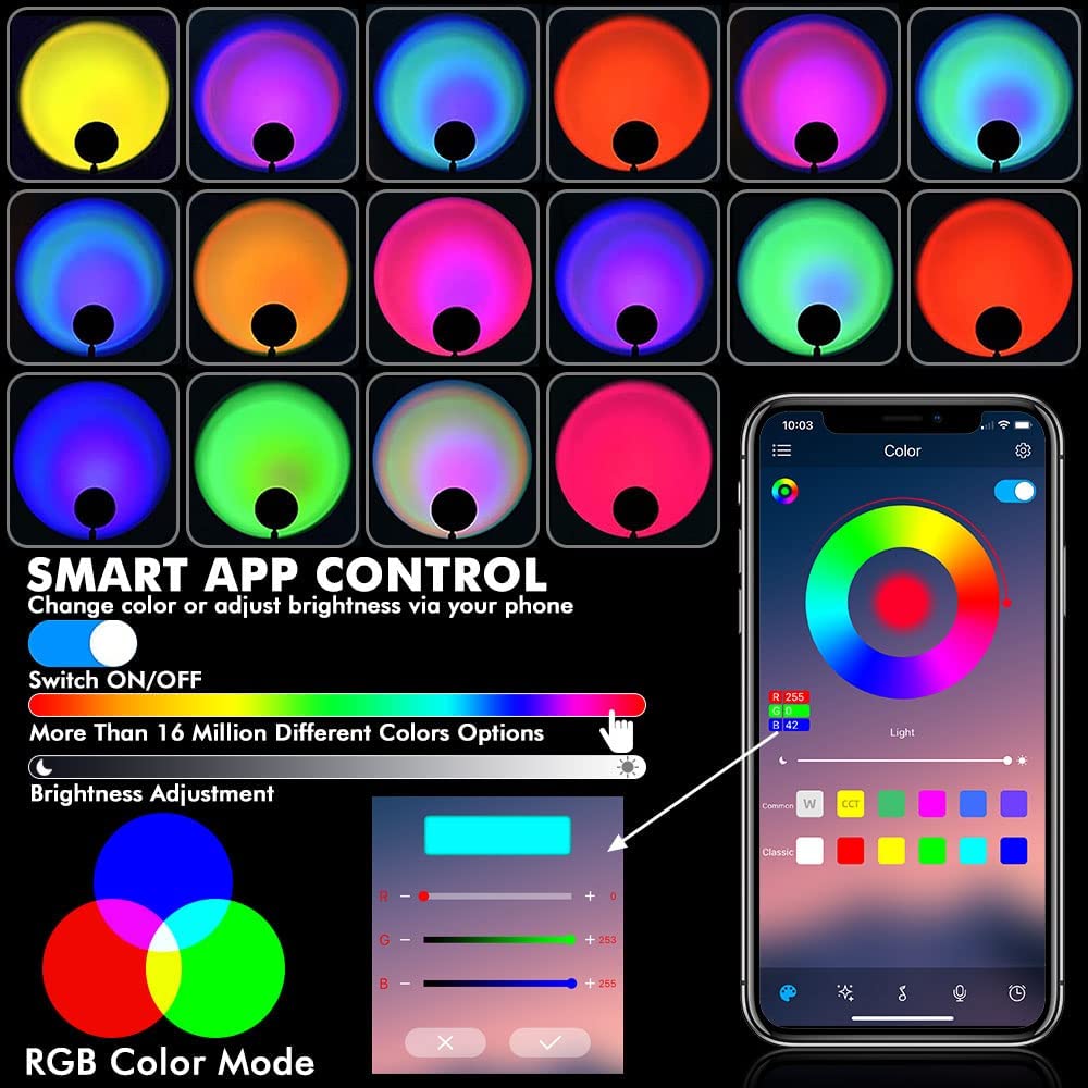 вифи лампа за мобилну апликацију за паметне телефоне која контролише РГБ шарене боје