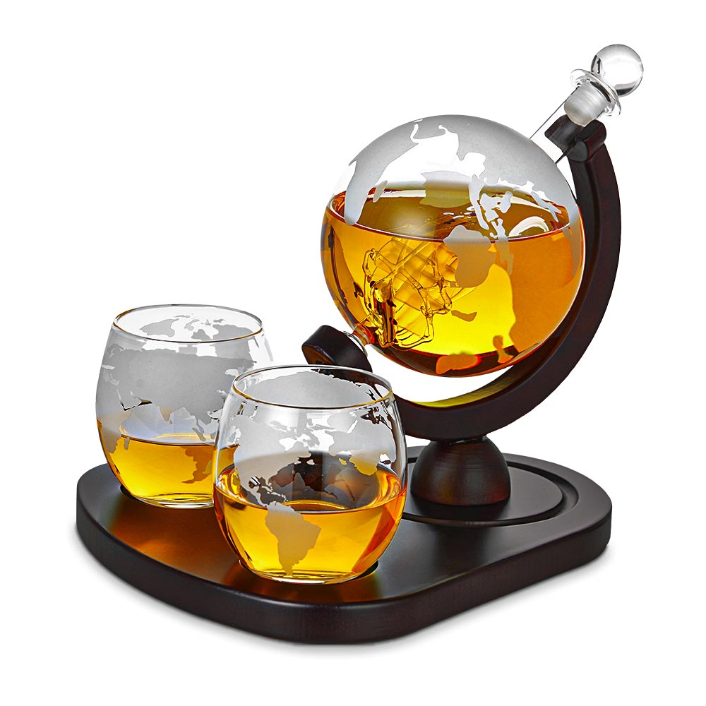 глобус виски декантери - чаше за сет вискија