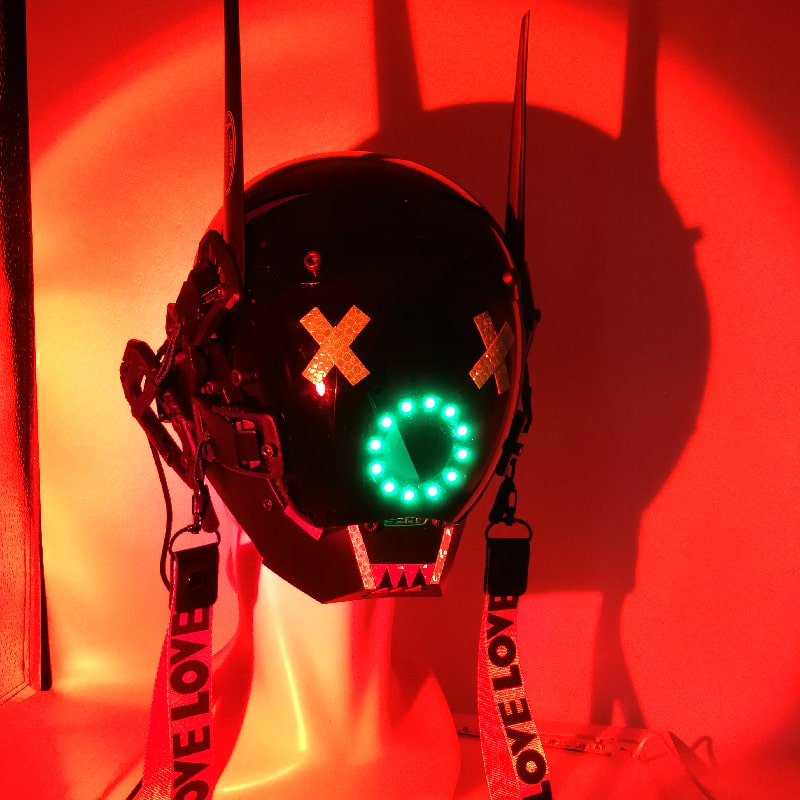 Луминоус Циберпунк ЛЕД маска шлем